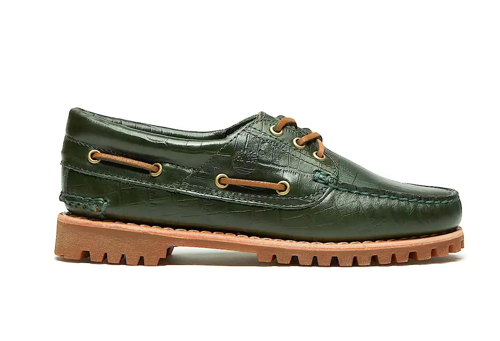 Timberland Authentic 3 Eye Boat Shoe Full Grain Dark Green Timberland