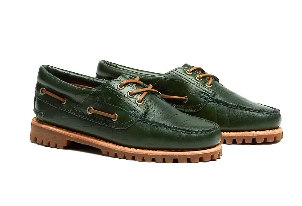 Timberland Authentic 3 Eye Boat Shoe Full Grain Dark Green Timberland