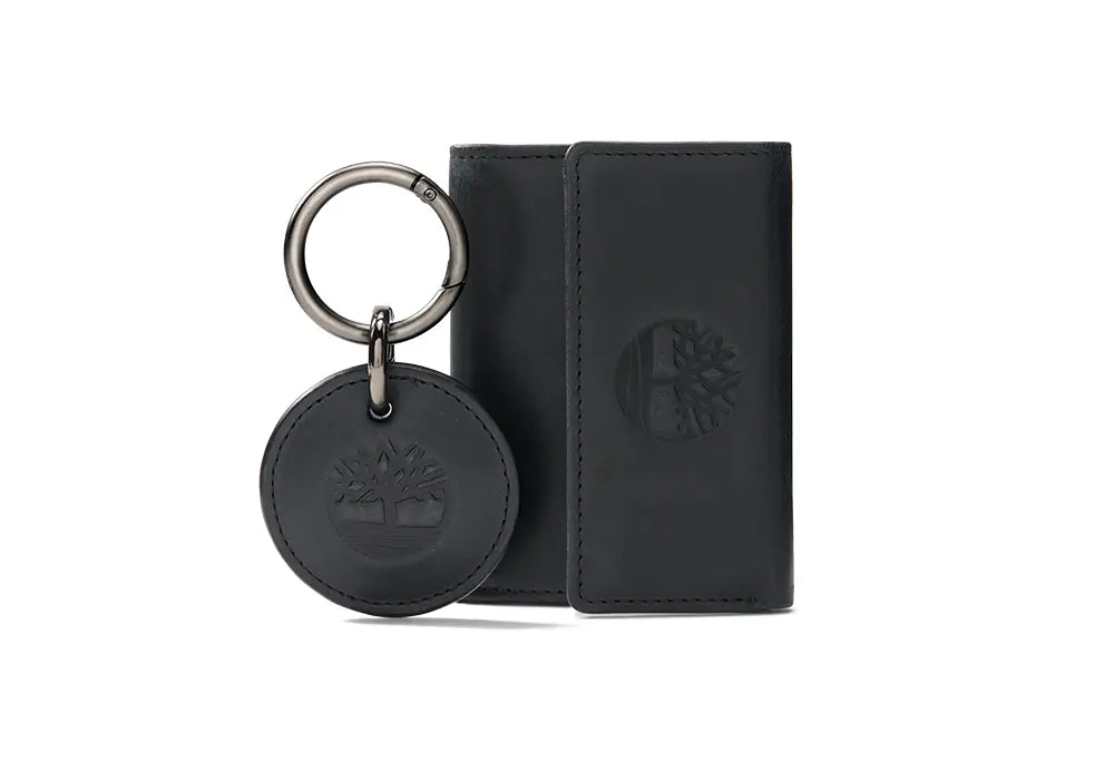 Timberland Portefeuille Pliant à Trois Volets et Porte-Clés Noir Timberland