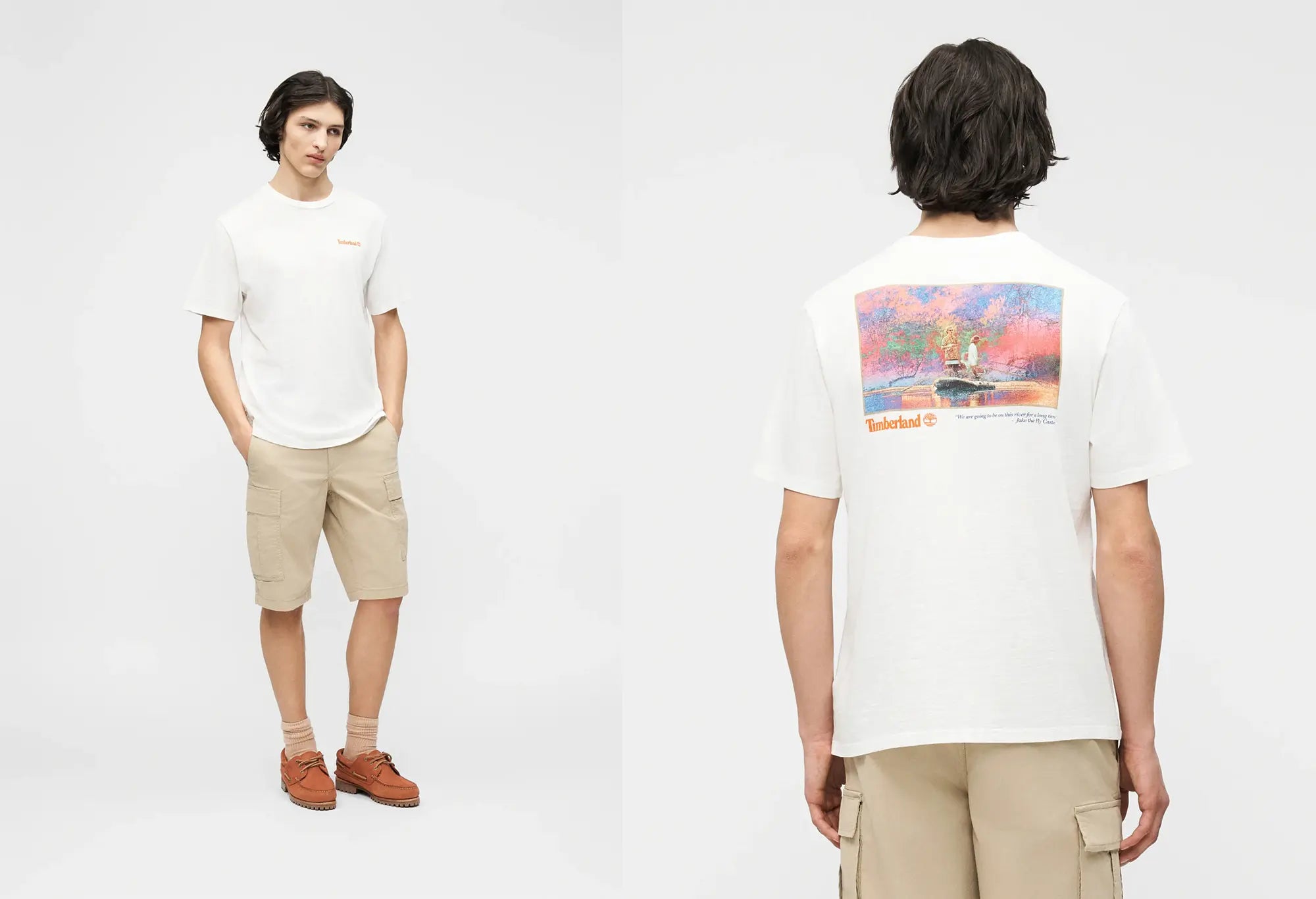 Timberland T-shirt unisexe à motif « Fishing Photo » blanc Timberland